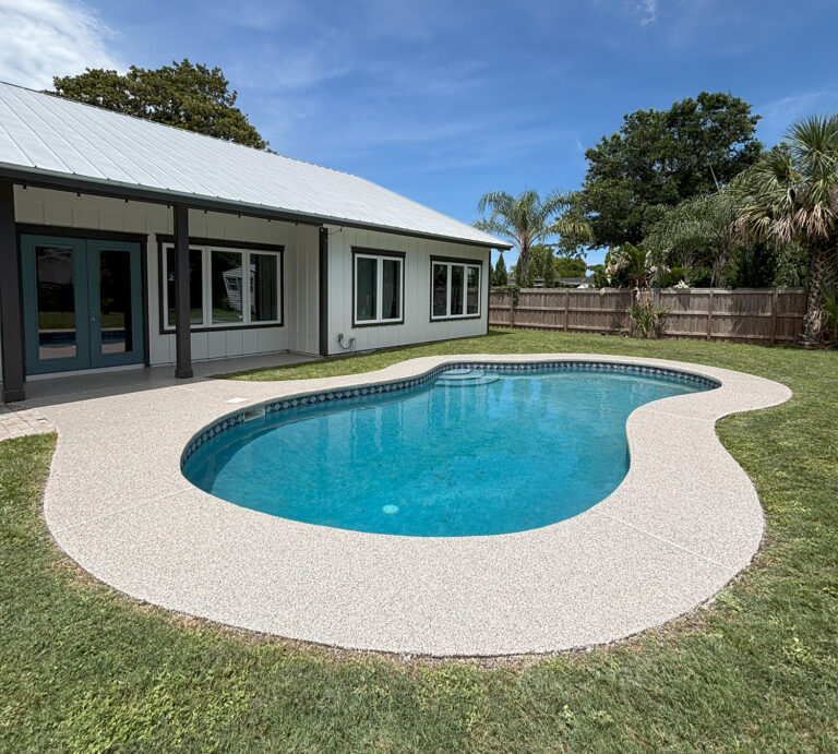 pool deck coating in color Creekbed by Checkmate Coatings