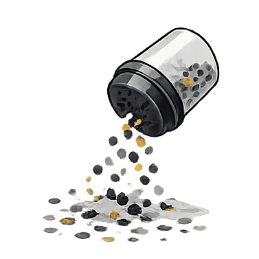 Spilled black and gold coins from a pill bottle, symbolizing financial loss or mismanagement.
